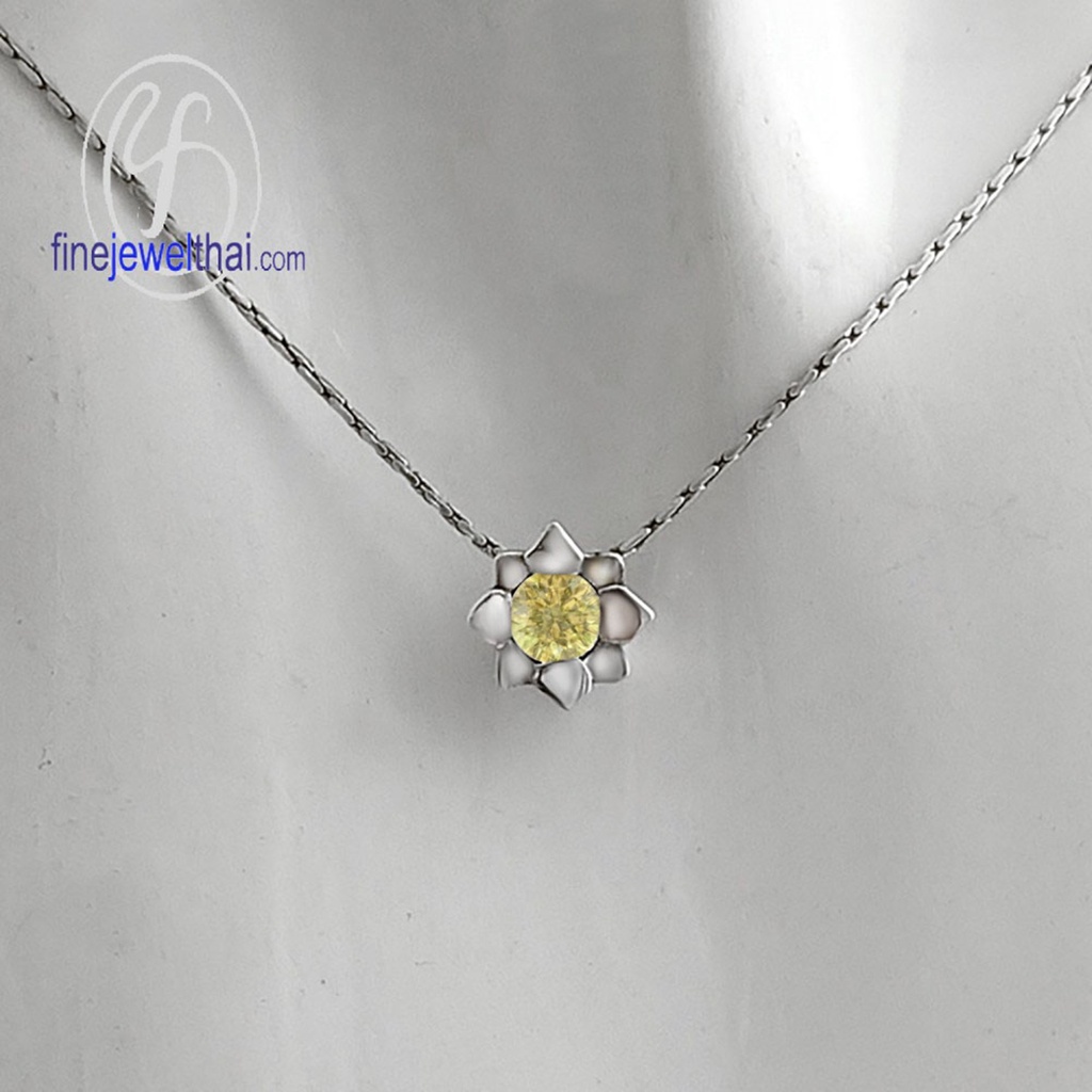 finejewelthai-จี้บุษราคัม-บุษราคัม-จี้พลอย-พลอยประจำเดือนเกิด-yellow-sapphire-silver-pendant-birthstone-p1058yl00e