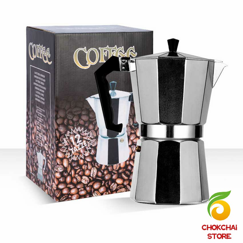 chokchaistore-หม้อต้มกาแฟแบบแรงดัน-หม้ออลูมิเนียมเอสเพรสโซ่-กาต้มกาแฟสด-aluminum-espresso-pot