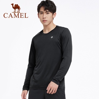 Camel เสื้อยืดกีฬากลางแจ้ง ผู้ชายและผู้หญิง สีพื้น แห้งเร็ว