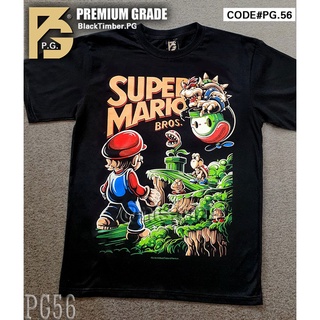 เสื้อยืดผ้าฝ้ายพรีเมี่ยม PG 56 Super Mario เสื้อยืด หนัง นักร้อง เสื้อดำ สกรีนลาย ผ้านุ่ม PG T SHIRT S M L XL XXL