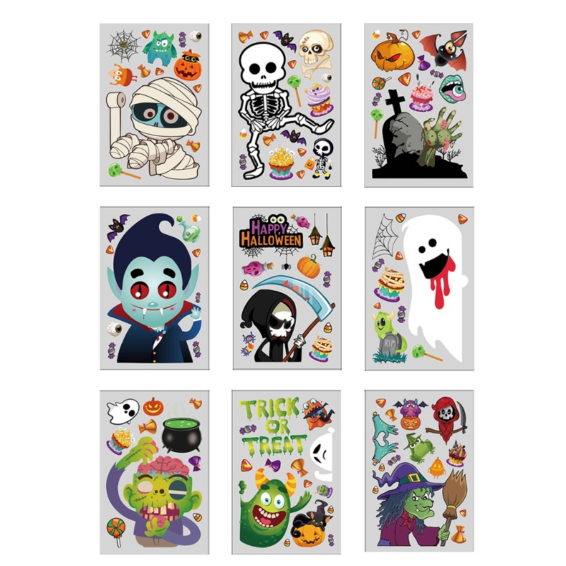 PCF หน้าต่าง Cling Sticker ลายส컬และฟักทอง สำหรับการประดับในเทศกาลฮา ...