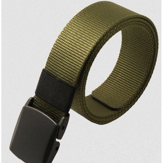 เข็มขัด Soilder Belt ผ้า Canvas อย่างดี หัวพลาสติดหนา เบาสบาย แบนด์ Janvoz สีดำ