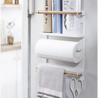ชั้นวางของแม่เหล็กติดข้างตู้เย็นหรือเครื่องซักผ้า KOMEKI แขวนม้วนกระดาษทิชชู ผ้าเช็ดมือ ชั้นวางของใช้ ทันสมัย สวยงาม
