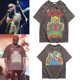 เสื้อยืดแขนสั้นผ้าฝ้ายพิมพ์ลายกราฟฟิค Kanye สไตล์ฮิปฮอปS-5XL