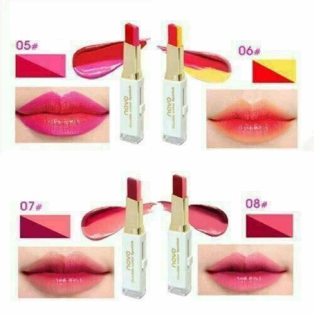 ครบเบอร์ขายดีอับดับ-1-novo-color-lipstick-colors-ลิป-2-โทน-ลิป-2-โทน-เทรนด์ใหม่ล่าสุด-จากเกาหลี-ลิปแนวใหม่