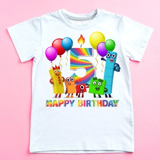 เสื้อยืด พิมพ์ลายบล็อกตัวเลข 5th birthday Number Blocks ของขวัญวันเกิด สําหรับเด็ก
