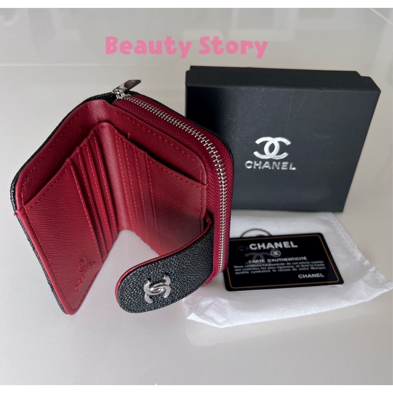 กระเป๋าสตางค์-chanel-ใบสั้น-4-5-นิ้ว-งาน-2in1-แถมกล่องและถุงผ้า