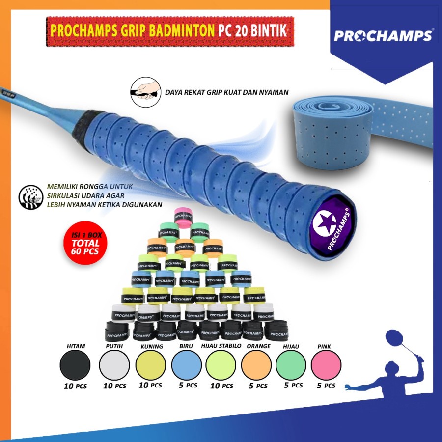 Prochamps PC20 Spot BADMINTON Rubber GRIP/ PC 20 จุด|ต้นฉบับ 100% ...