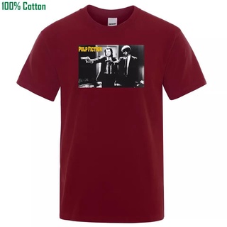 เสื้อยืดผ้าฝ้าย แขนสั้น พิมพ์ลายภาพยนตร์ Pulp Fiction สไตล์วินเทจ สําหรับผู้ชาย ET56WRE26611