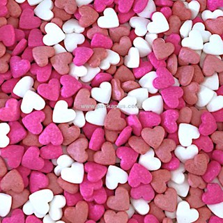 น้ำตาลตกแต่ง Sprinkle Sugar 50-100g หัวใจไม่เงาคละสี ตกแต่งหน้าเค้ก คัพเค้ก ขนมเบเกอรี่ Mix Mini Heart