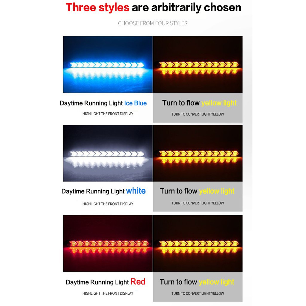 ภาพสินค้าสี Daul LED Car DRL ไฟวิ่งกลางวันพร้อมสัญญาณไฟวิ่ง DRL ไฟแสดงการไหลสองสี ไฟวิ่งกลางวัน จากร้าน yilufeiyang.th บน Shopee ภาพที่ 1