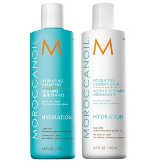 Moroccanoil  Hydrating shampoo Hydrate 250ml + conditioner 250ml  แชมพูพร้อมครีมนวดสำหรับผมอ่อนแอแห้งเสียขาดความชุ่ม  เห