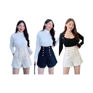 โปรโมชั่น : WDBHHX ลด15% สูงสุด 30.-JARINYA  กางเกงผ้าทวิตขาสั้น เอวสูง มีซับใน เนื้อผ้าเป็นผ้าทวิตค่อนข้างหนา ทอละเอียด