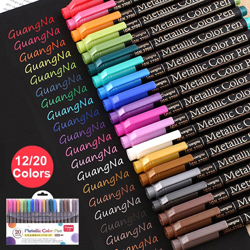 ชุดปากกามาร์กเกอร์-เมทัลลิกถาวร-12-20-สี-สําหรับวาดภาพกราฟฟิติ-diy