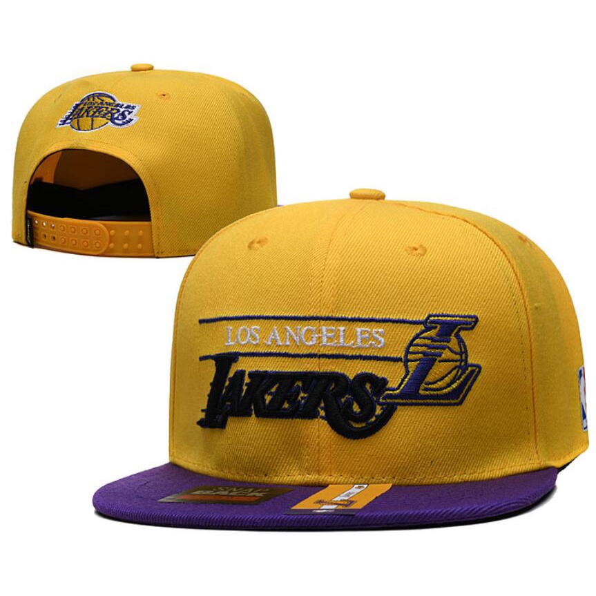 หมวกฮิปฮอป-nba-team-los-angeles-lakers-snapback-หมวกผ้าฝ้ายปรับได้-unisex-หมวกลําลอง