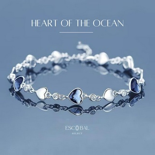 ESCOBAL✨พร้อมส่ง สร้อยข้อมือเงินแท้ Heart of the Ocean กำไลเพชร Moissanite กําไลข้อมือผู้หญิง สร้อยข้อมือเพชร กำไลเงินแท