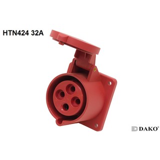 "Dako" Power Plug (เพาเวอร์ปลั๊ก) รุ่น HTN424 32A 380V-415V 4Pin IP44 ตัวเมีย แบบติดฝั่งตรง