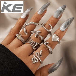 Exaggerated ring Nepalese national net rose snake love 8-piece silver ring female for girls fo