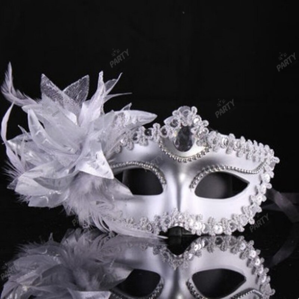 หน้ากากประดับลิลลี่ด้านข้าง-หน้ากากนางฟ้า-หน้ากากแฟนซีครึ่งหน้า-งานเต้นรำ-งานคอสเพลย์-หน้ากากสไตล์เวนิส-angel-fancy-mask