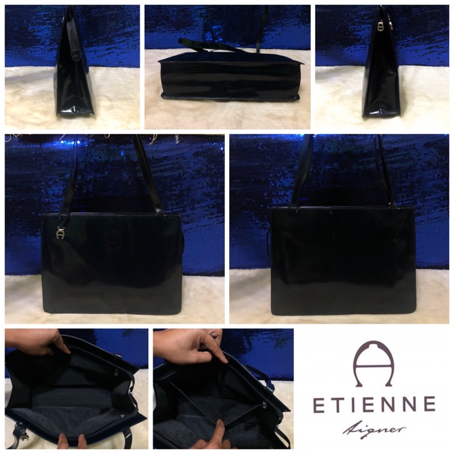 etienne-aigner-black-leather-shoulder-bag-แท้