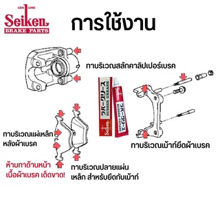 จารบีทายางเบรค Seiken ขนาด 100 กรัม (เนื้อจารบีสีชมพูแดง) ของแท้ 100 %