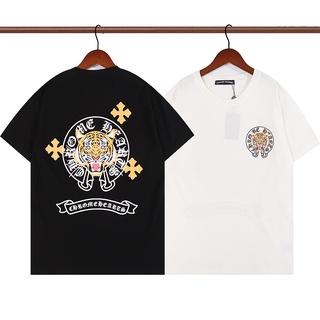 [S-5XL]ใหม่ เสื้อยืดคอปก แขนสั้น พิมพ์ลายเสือ CHROME-HEARTS แฟชั่นสําหรับผู้ชาย และผู้หญิง 2022