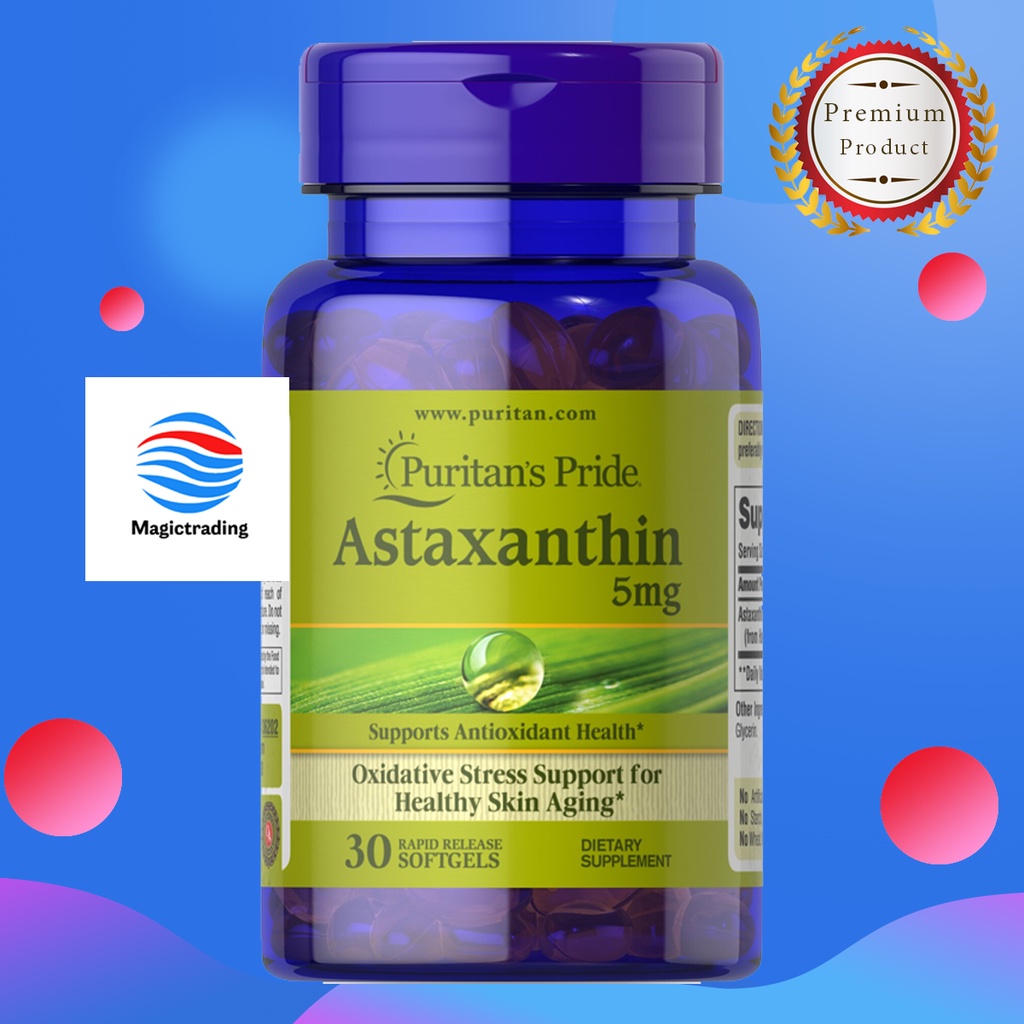 Puritan's Pride Natural Astaxanthin 5 mg / 30 Softgels Shopee Thailand