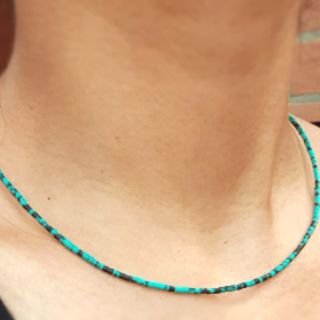 สร้อยคอหินมาลาไคต์แท้ Tiny Malachite Seed Beads Necklace