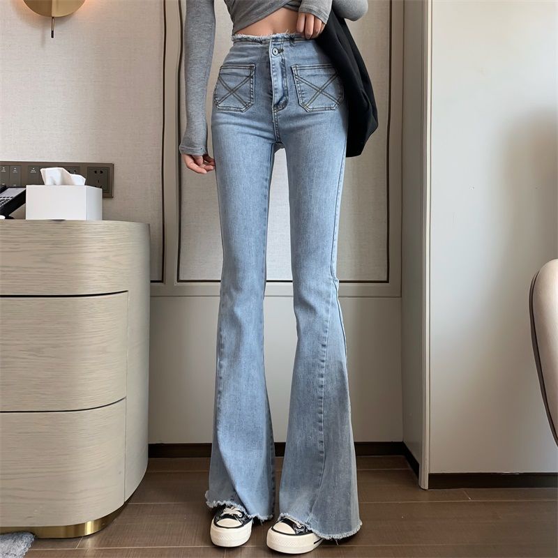 hot-sale-big-flad-denim-trousers-womens-high-waist-slimming-moodบุคลิกภาพฮ่องกงสไตล์ย้อนยุคกางเกง