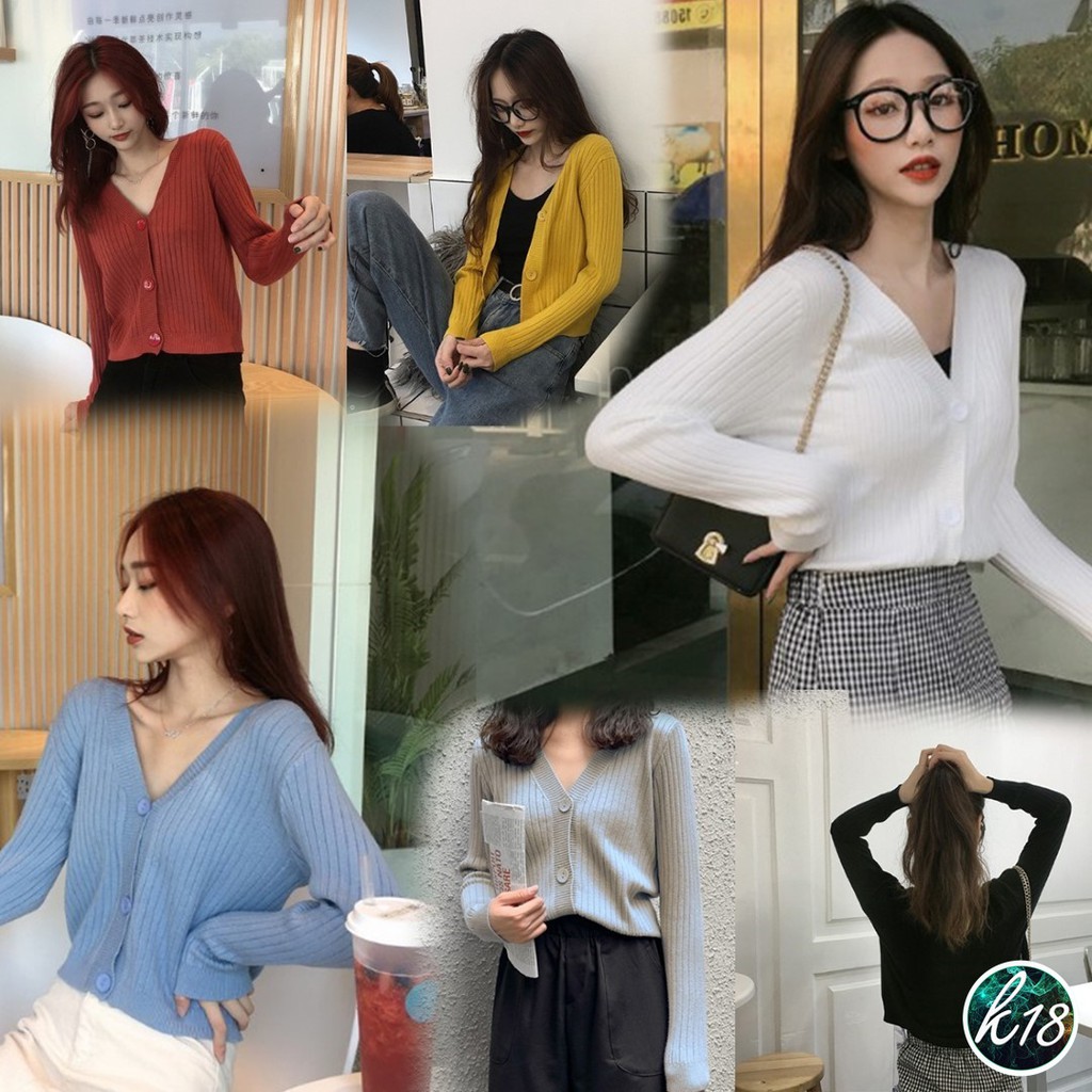 ภาพหน้าปกสินค้าK18 Korean เสื้อไหมพรมคาร์ดิแกน 6 สี สไตล์เกาหลี ผ้านิ่ม ยืดได้เยอะ