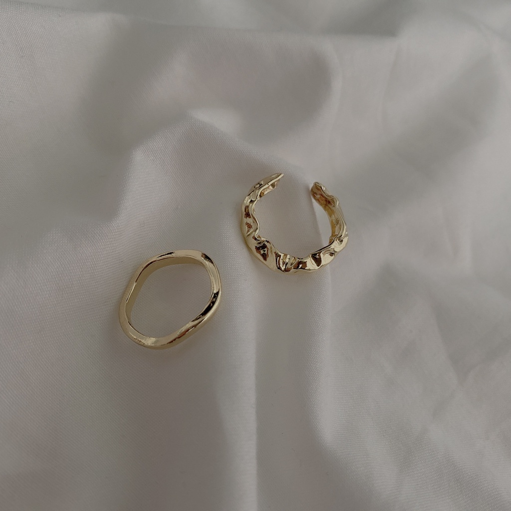 แหวนสวมนิ้ว-สีเงิน-และสีทอง-สไตล์เกาหลี-สำหรับผู้หญิง