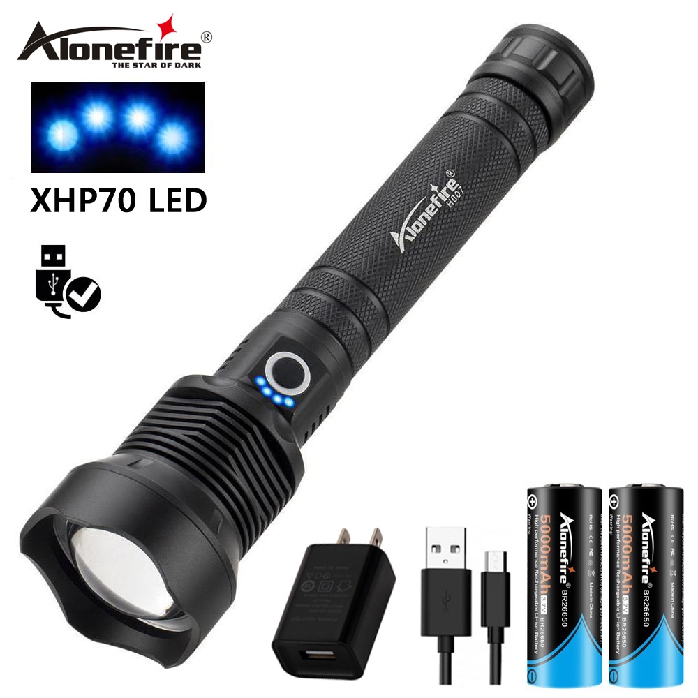 Alonefire H007 8000 Lumen Xhp70 ไฟฉายไฟ LED กันน้ําชาร์จสาย USB เหมาะ ...