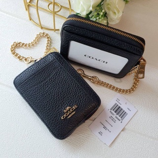 🎀 กระเป๋า ใส่บัตร สีดำ  ZIP CARD CASE COACH 6303