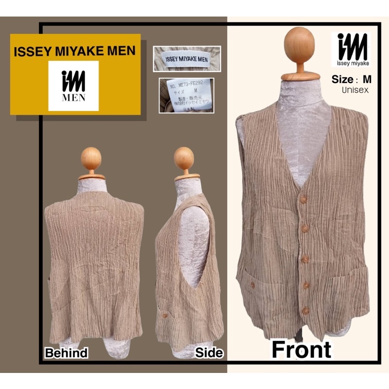 เสื้อissey-miyake-menแท้-unisex-แขนกุด-จีบพลีท-มือสอง