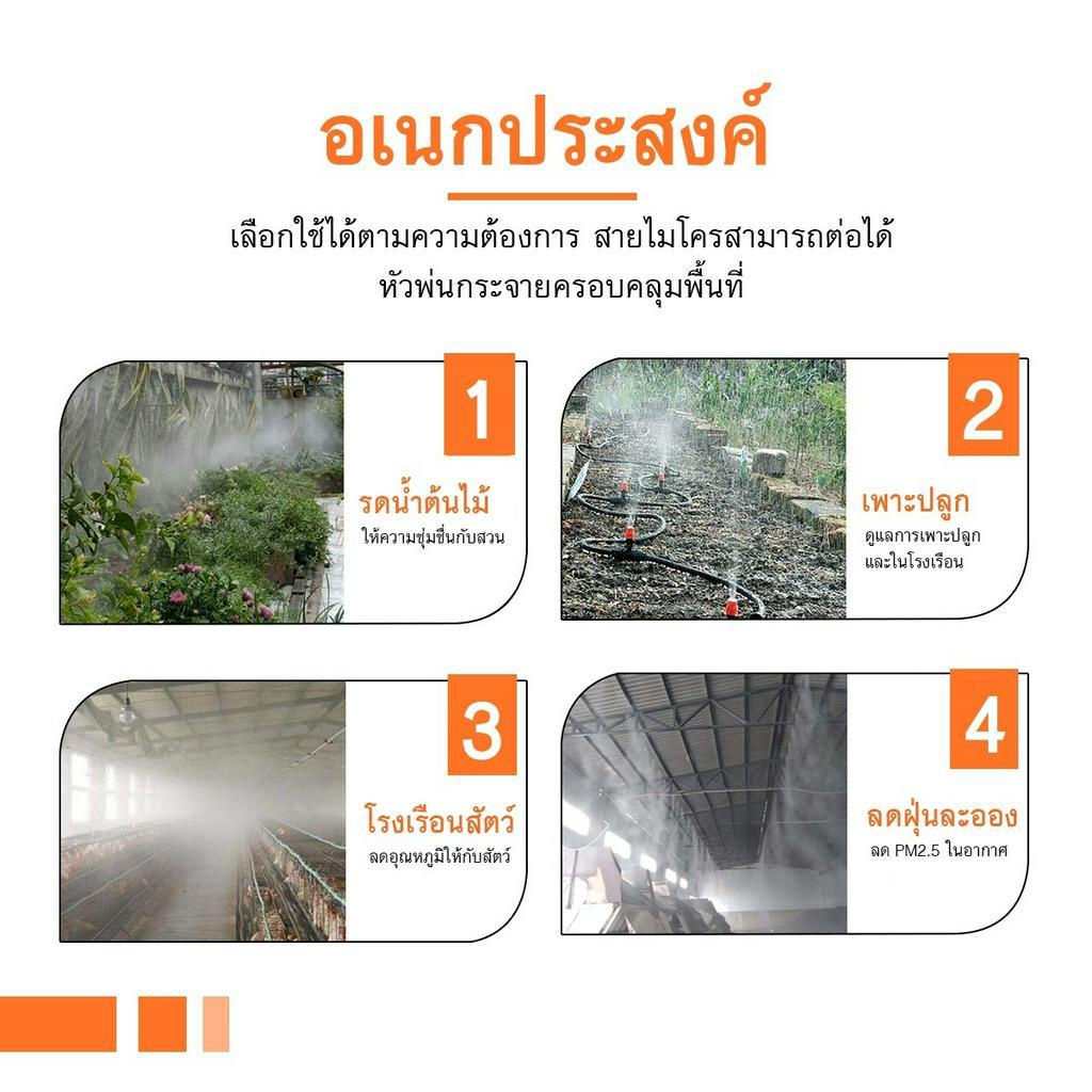 ชุดพ่นไอน้ำ-ระบบพ่นหมอก-ชุดพ่นหมอก-ละอองหมอก-ทำน้ำหยด-สายไมโคร-20-เมตร-30-เมตร-ติดตั้งง่าย-พร้อมใช้งาน-รับประกันสินค้า