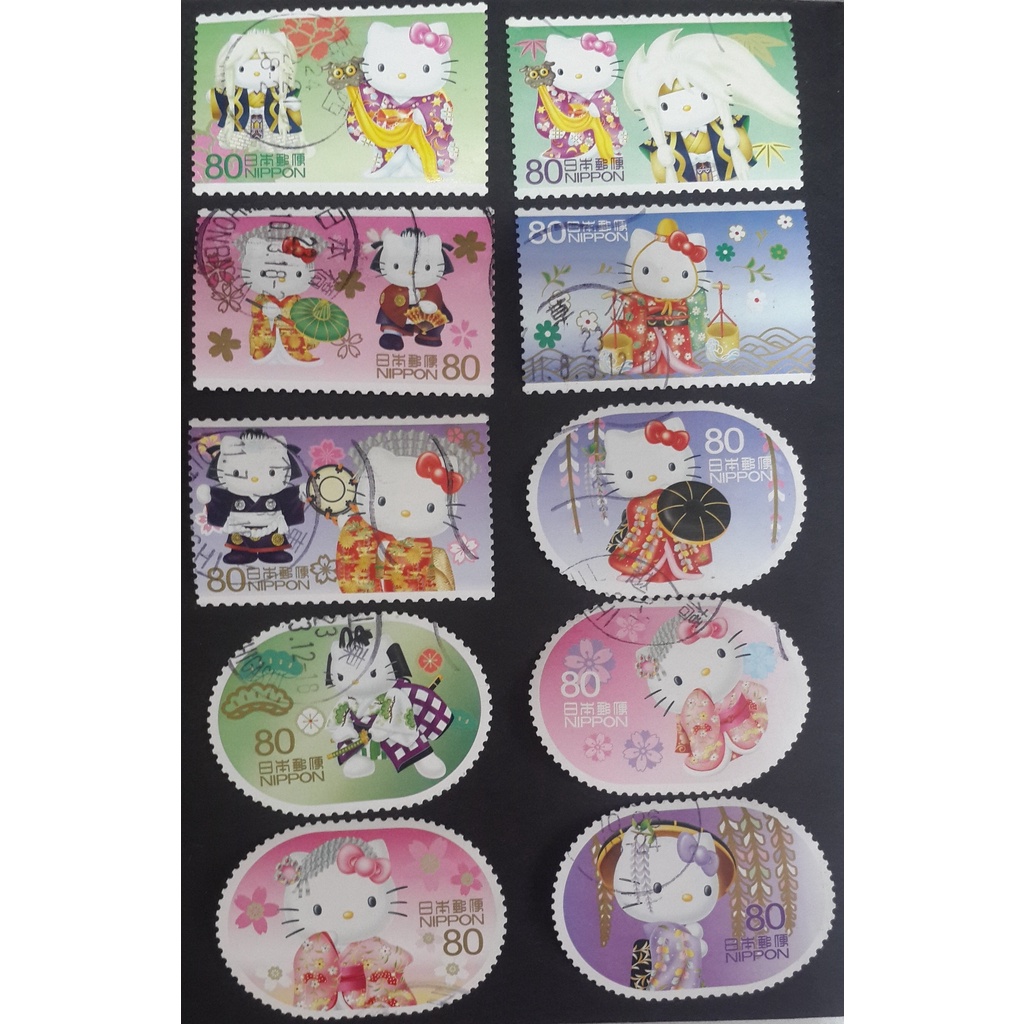 j225-2-แสตมป์ญี่ปุ่นใช้แล้ว-ชุด-hello-kitty-self-adhesive-stamps-ปี-2011-ใช้แล้ว-สภาพตามรูป-ครบชุด-10-ดวง