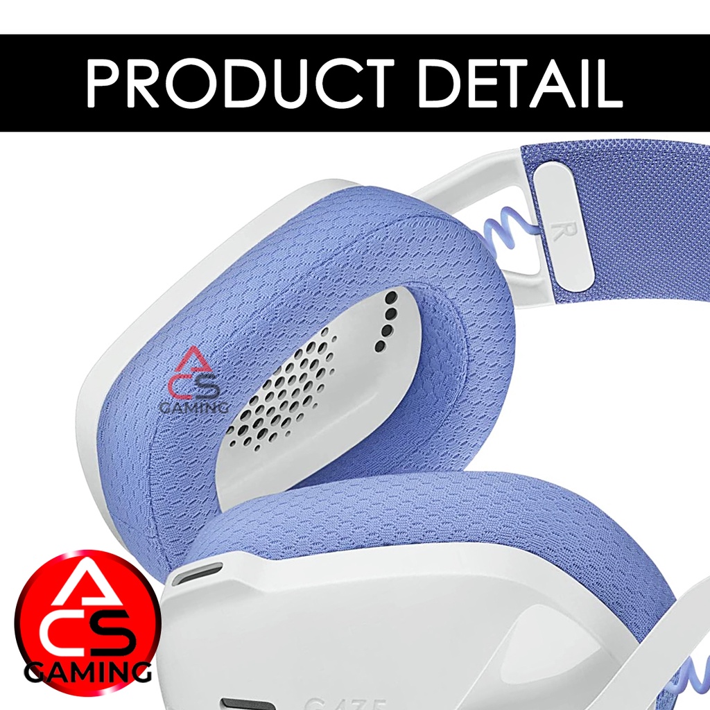 acs-ฟองน้ำหูฟัง-logitech-แบบผ้าสีม่วงอ่อน-สำหรับรุ่น-g435-lightspeed-gaming-headset-จัดส่งจากกรุงเทพฯ