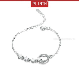 PLINTH สร้อยข้อมือเงินแท้ 925 ดาวคริสตัลสีขาวส่องแสงดาวห้าแฉก Hypoallergenic1545
