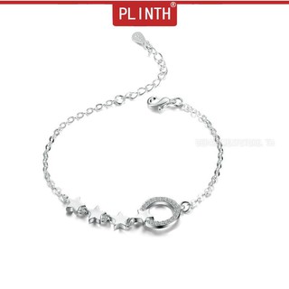 PLINTH สร้อยข้อมือเงินแท้ 925 ดาวคริสตัลสีขาวส่องแสงดาวห้าแฉก Hypoallergenic1545