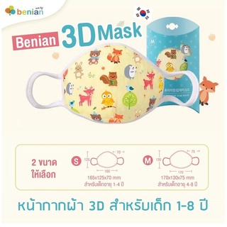 สินค้า Benian หน้ากากผ้าเด็ก แมสผ้าเด็ก mask เด็กเล็ก แมสผ้าของเด็ก หน้ากากอนามัยผ้าเด็ก แมทผ้าเด็ก แมสเด็กลายน่ารัก 1-8 ปี