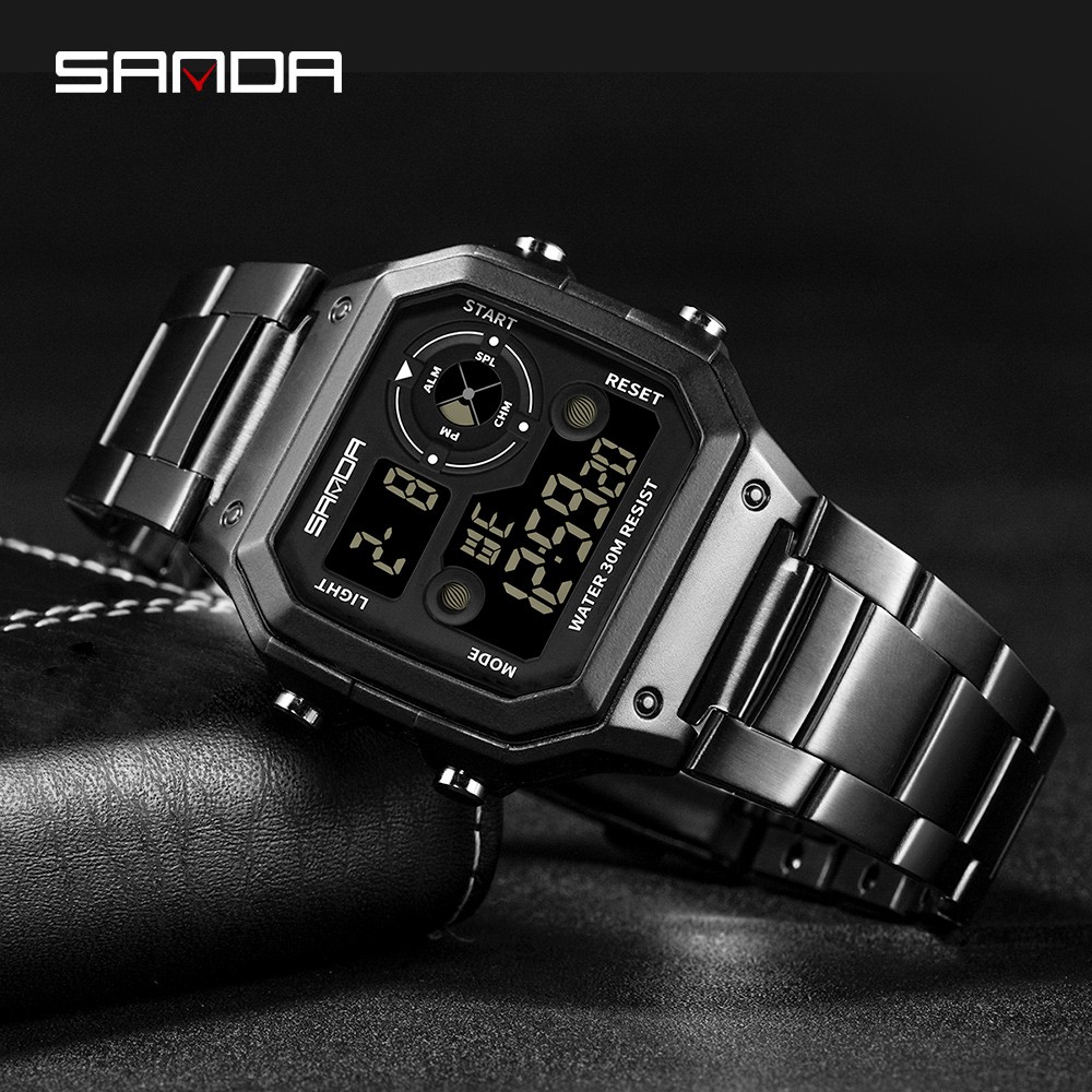 sanda-แบรนด์หรูแฟชั่นธุรกิจผู้ชายนาฬิกาชายกันน้ำอัตโนมัติวันที่นาฬิกาดิจิตอล