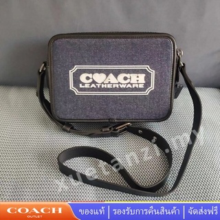 Coach C3929 สะพายข้าง 24 พิมพ์รถม้า กระเป๋ากล้องสลิงผู้หญิงผู้ชาย 3929