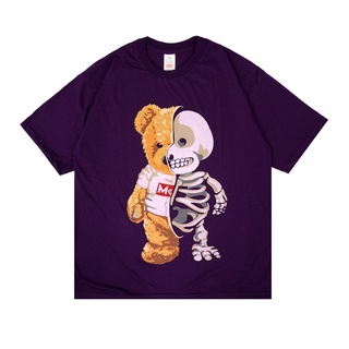 เสื้อยืดโอเวอร์ไซส์เสื้อยืด พิมพ์ลาย Mcf TEDDY SKULL สีม่วงS-3XL