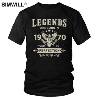 เสื้อยืดผู้ชาย เสื้อยืดแขนสั้น คอกลม พิมพ์ลาย Legends Are Born 1970 สไตล์วินเทจ เรียบง่าย สําหรับวันเกิด 50 ปี S-5XL