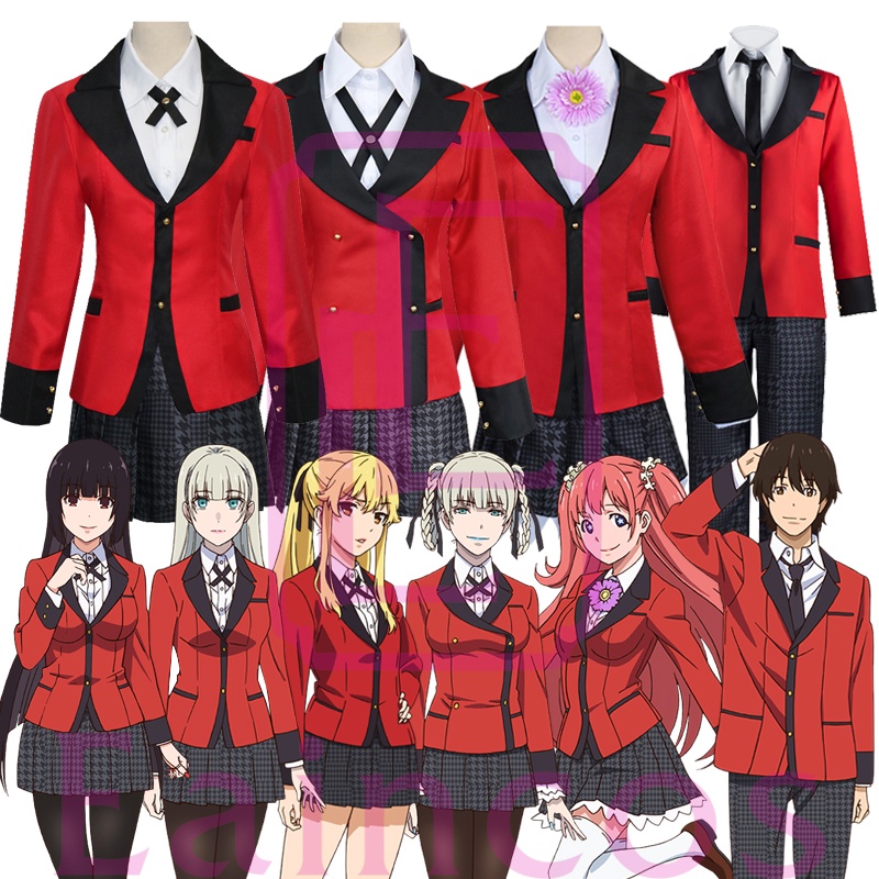 อะนิเมะ-kakegurui-คอสเพลย์-jabami-yumeko-เครื่องแต่งกายญี่ปุ่นชุดนักเรียนหญิง