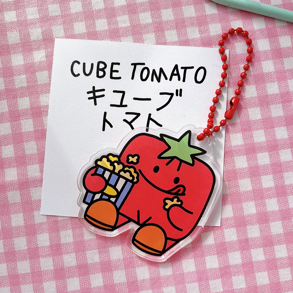 พร้อมส่ง-cube-tomato-keychain