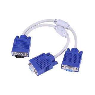 VGA To VGA Y-Splitter ชายหญิงอะแดปเตอร์แม่เหล็กคู่แหวน VGA หญิง Y Splitter สายแปลง