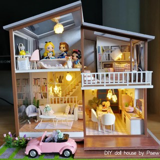 บ้านจิ๋ว บ้านตุ๊กตา โมเดลบ้าน DIY Slow Time พร้อมส่งทันที บ้านหลังใหญ่สวยเหมือนจริง เฟอร์นิเจอร์ครบ มีฝาครอบ+กล่องดนตรี