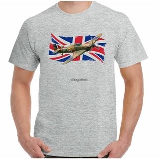เสื้อยืดพิมพ์ลายแฟชั่น เสื้อยืด พิมพ์ลายธงชาติอังกฤษ HAWKER HURRICANE WWII