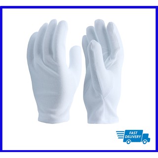 สินค้า ถุงมือผ้าTC ถุงมือทีซี ถุงมือสีขาว ถุงมือจราจร (แพ็ค 12 คู่)